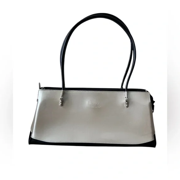 Beijo Y2K Frosty Silver color with Black Shoulder Purse - Picture 1 of 14